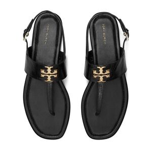 Tory Burch Black Sandals with Gold hardware NWT